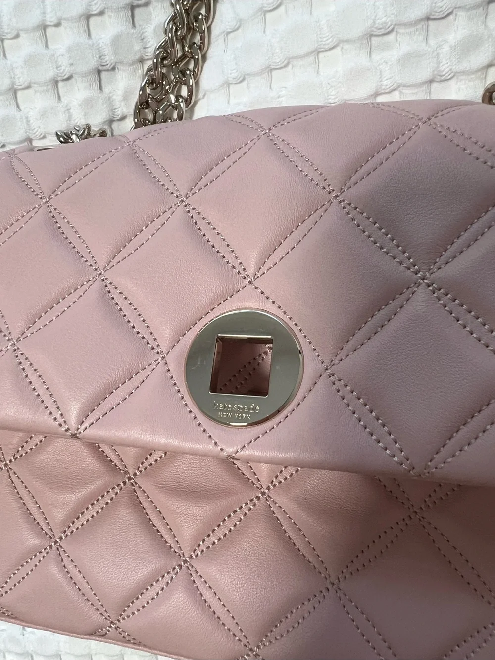 Kate Spade Small Quilted Rose Smoke Pink Natalia Shoulder Crossbody Bag